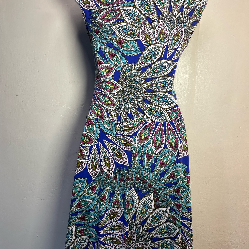 #0116 EN FOCUS PETITE Paisley Print Summer Flouncy Sleeveless Dress -6P - Picture 2 of 7